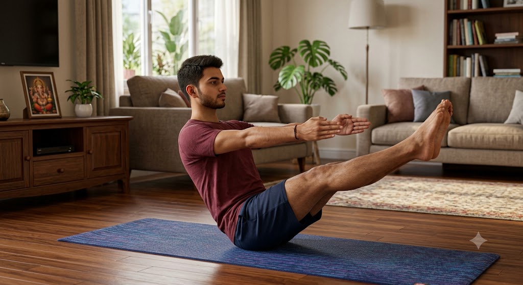 Naukasana: Boat pose to strengthen the core and spine_Featured image