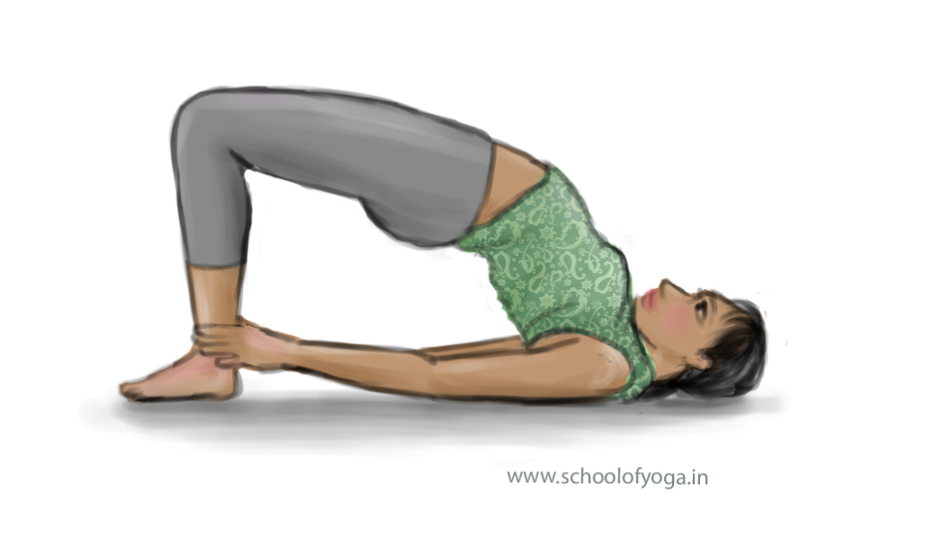 How to practice sethubandasana (bridge pose) - Image 1: Illustration of sethubandasana