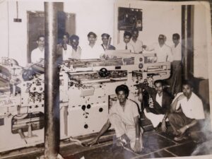 Yoga Teacher Sundaram in his printing press