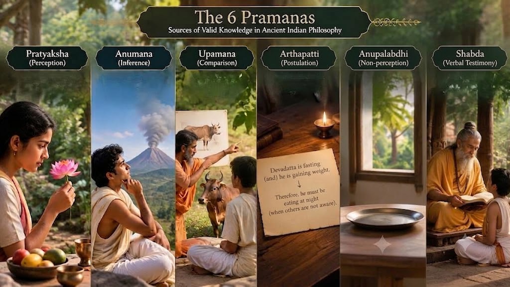 The 6 pramanas of ancient Indian theories - Image 1: Types of pramanas