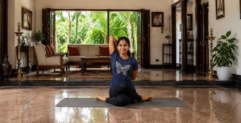 Gomukhāsana (cow face pose) for improved spinal strength - Featured image